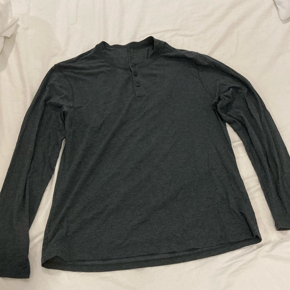 Men’s long sleeve, Lululemon crewneck three button top
